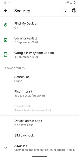 Scroll to and select SIM card lock