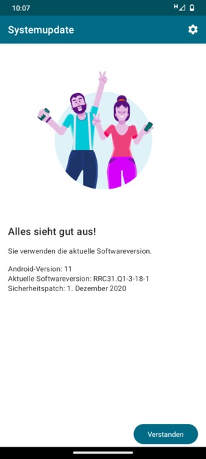 Falls Ihr Handy aktualisiert ist, wählen Sie Verstanden