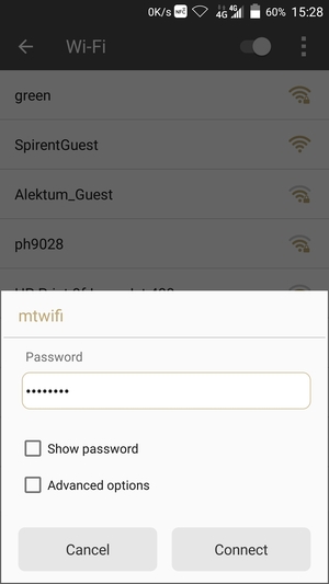 Enter the Wi-Fi password and select Connect
