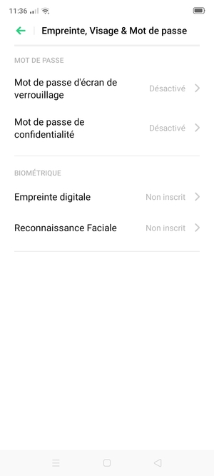 Sélectionnez Mot de passe d'écran de verrouillage