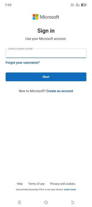 Enter your Hotmail address and select Next