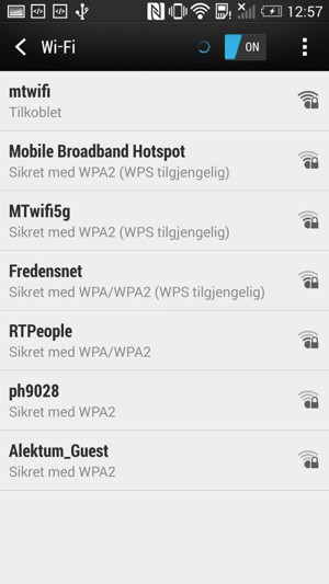 Du er nå koblet til Wi-Fi-nettverket