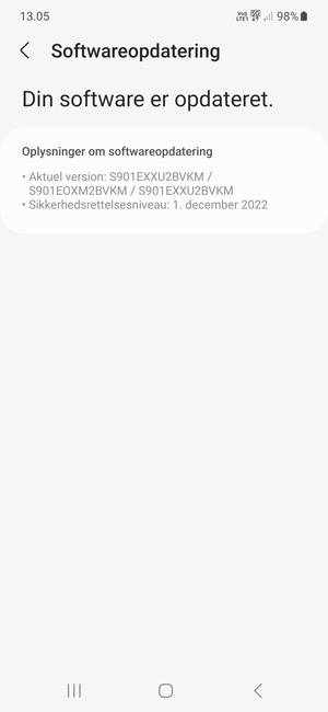 Hvis din telefon er opdateret, vil du se følgende skærmbillede