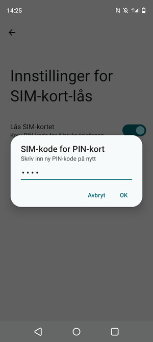 Bekreft din nye PIN-kode for SIM-kort og velg OK