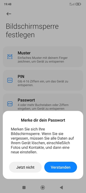 Wählen Sie Verstanden