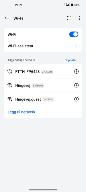 Velg det trådløse nettverket du vil koble til