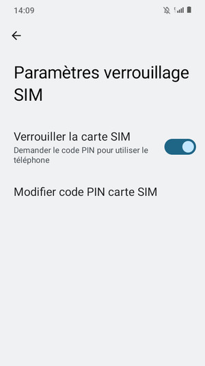Sélectionnez Modifier code PIN carte SIM