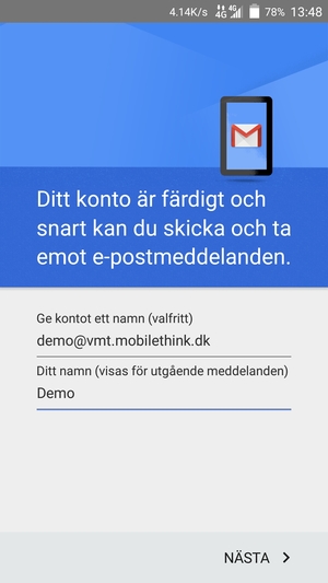 Ge ditt konto ett namn och ange ditt namn. Välj NÄSTA