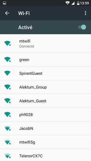 Vous êtes maintenant connecté au réseau Wi-Fi