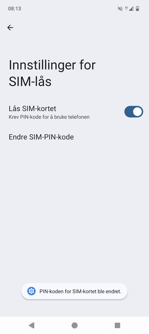 Din PIN-kode for SIM-kort er endret