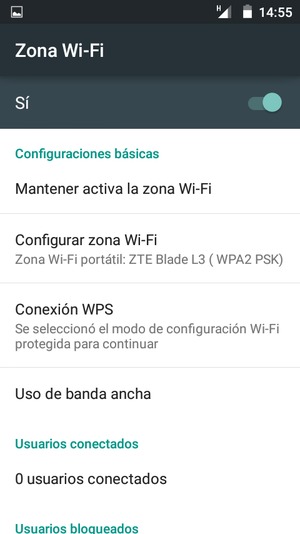 El teléfono ha sido configurado para su uso como módem