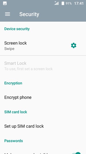 Select Screen lock