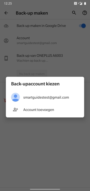 Selecteer uw back-up-account