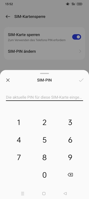 Geben Sie Aktuelle PIN für die SIM-Karte ein und wählen Sie OK