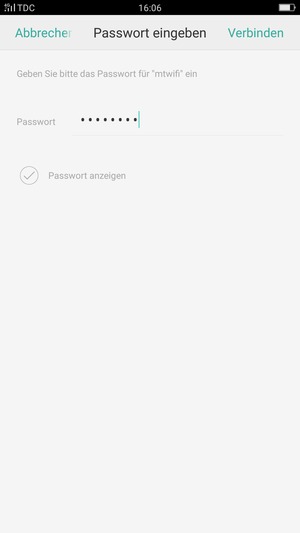 Geben Sie das WLAN-Passwort ein und wählen Sie Verbinden