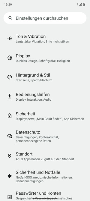 Scrollen Sie und wählen Sie Sicherheit