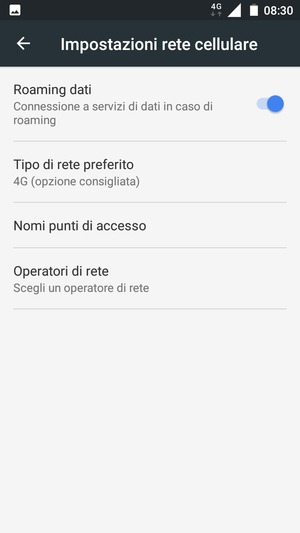 Attiva o disattiva Roaming dati