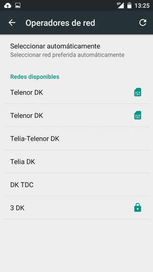 Seleccione un operador de red de la lista