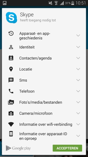 Selecteer ACCEPTEREN