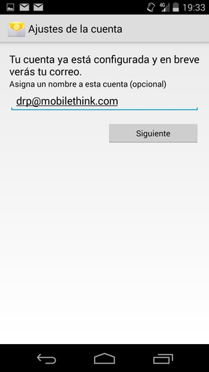 Déle a su cuenta un nombre y seleccione Siguiente
