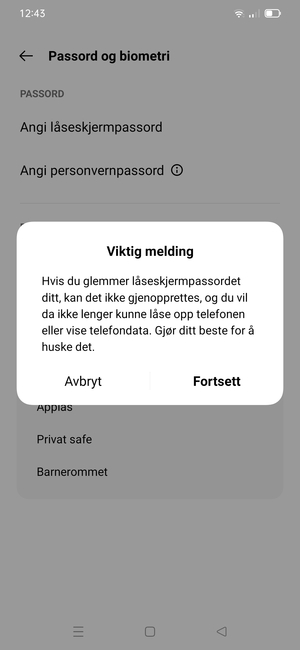 Velg Fortsett
