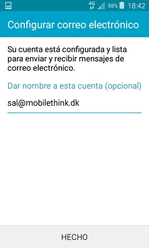 Déle a su cuenta un nombre y seleccione HECHO