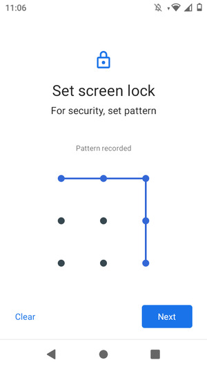 Draw an unlock pattern and select Next