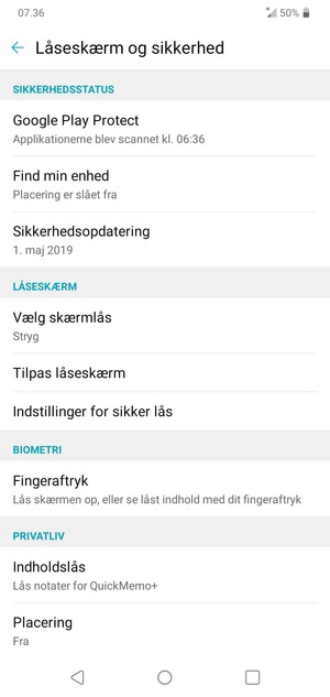 Vælg Vælg skærmlås