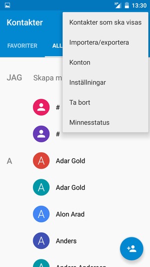 Välj Importera/exportera