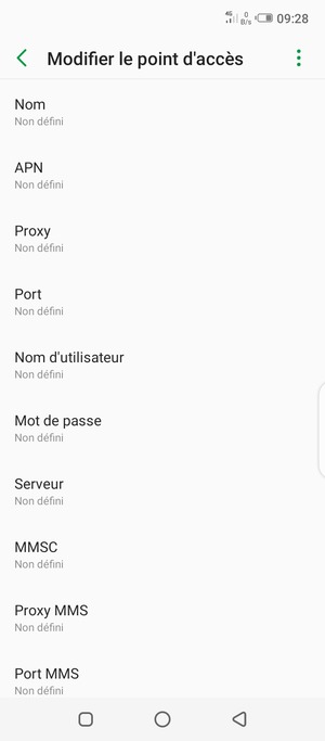 Saisissez les informations Internet