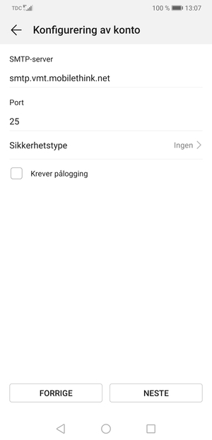 Fjern krysset i avkrysningsboksen Krever pålogging og velg NESTE