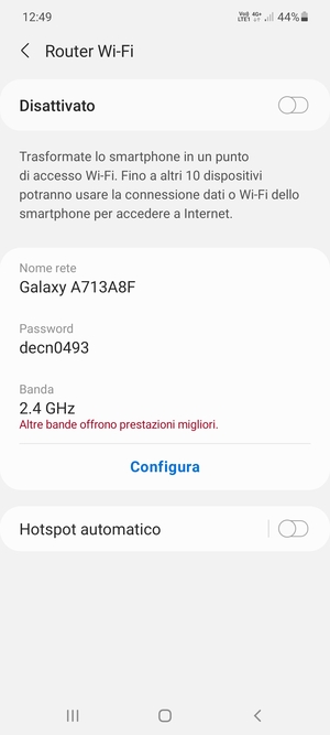 Seleziona Configura