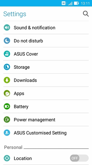Scroll to and select Battery