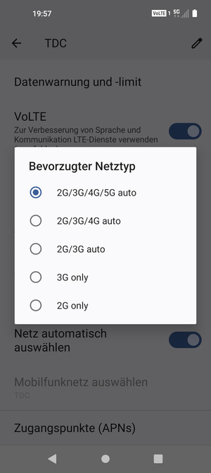 Wählen Sie die gewünschte Option
