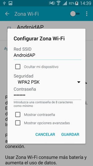 Introduzca una contraseña de al menos 8 caracteres y seleccione GUARDAR