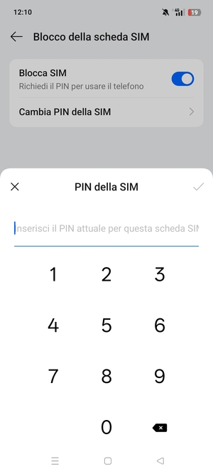 Inserisci PIN attuale per questa scheda SIM e seleziona OK