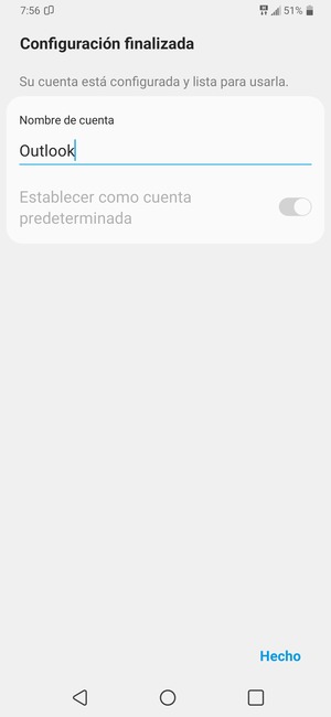 Déle a su cuenta un nombre y seleccione Hecho