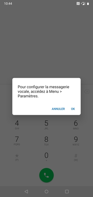 Si votre messagerie vocale n'est pas configurée, sélectionnez OK