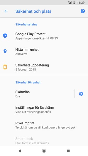 För att aktivera ditt skärmlås, gå till Säkerhet och plats-menyn och välj Skärmlås