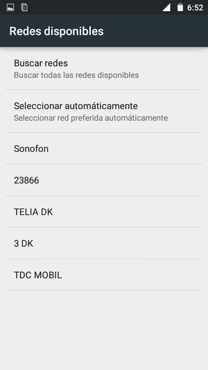 Seleccione un operador de red de la lista