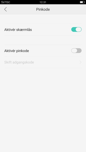 Aktiver Aktivér pinkode