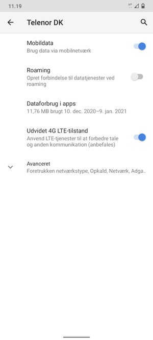 Vælg Avanceret