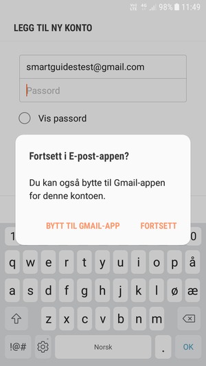 Velg FORTSETT