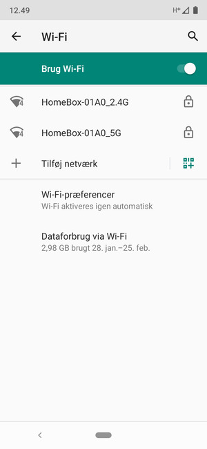 Vælg det trådløse netværk, du ønsker at oprette forbindelse til