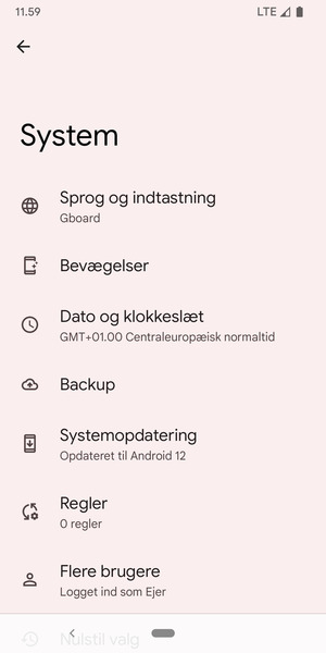 Vælg Systemopdatering