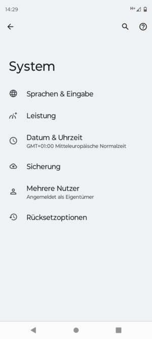 Wählen Sie Sicherung