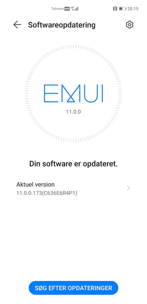 Hvis din telefon er opdateret, vil du se følgende skærmbillede