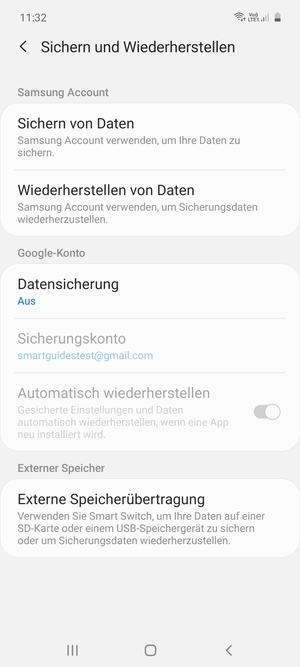Wählen Sie Datensicherung
