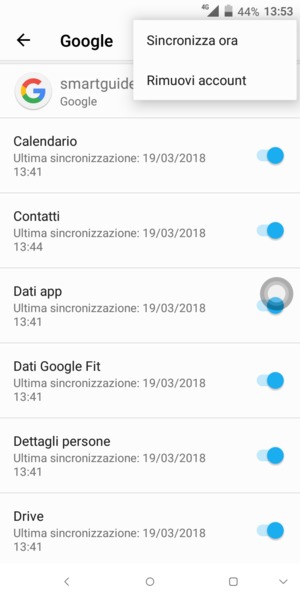 Seleziona Sincronizza ora