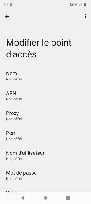 Saisissez les informations Internet